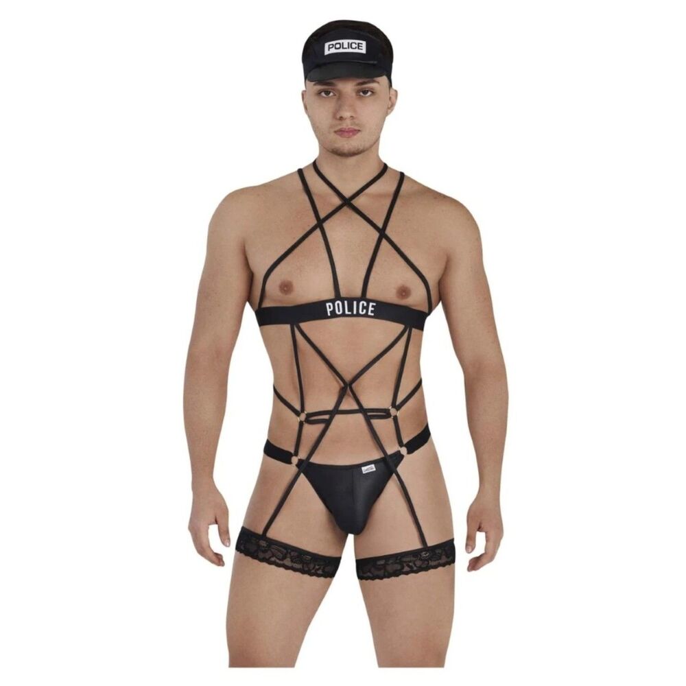 LG-XL Candyman Black Strappy Police Oufit 99569